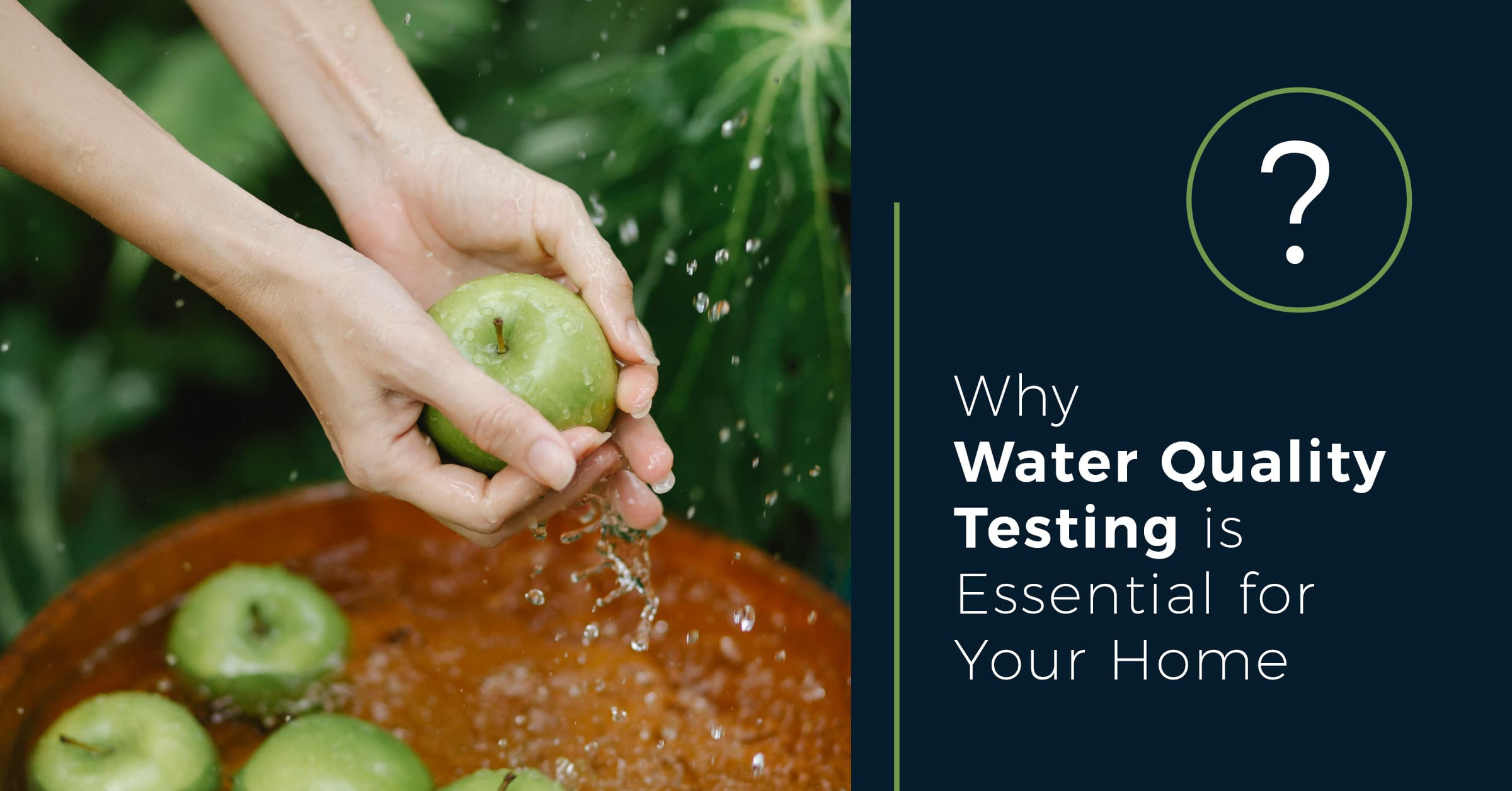Hands washing an apple. "Why Water Quality Testing is important for Your Home.